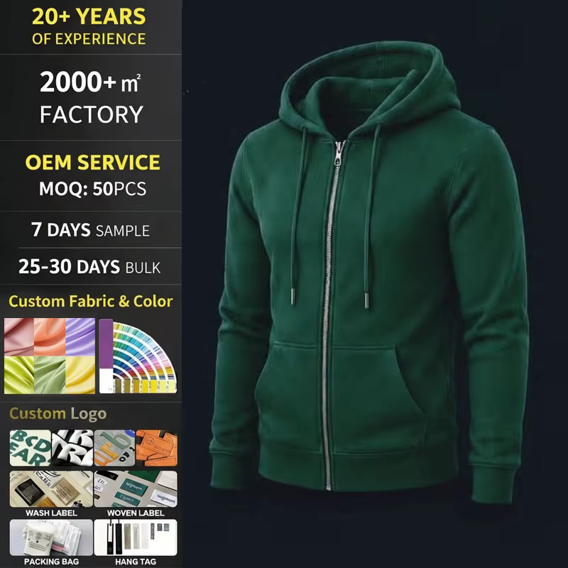Hoodie Manufacturer Custom Logo Plain Zip Up Hoodie Blank