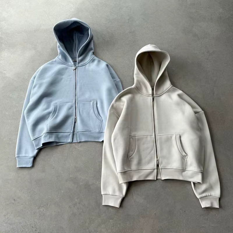 Custom Heavyweight 100% Cotton Plain Blank Cropped Hoodies