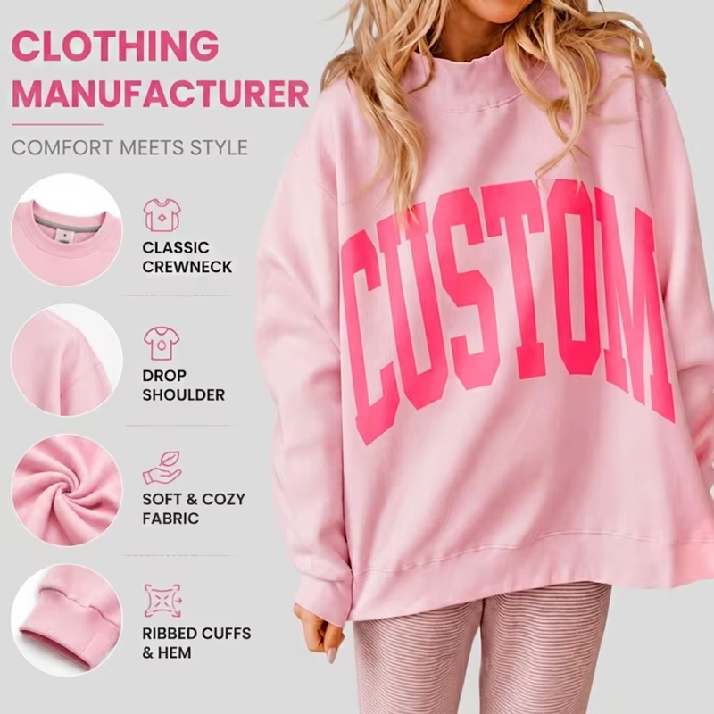 Custom Logo Sweatshirt Women Heavyweight Drop Shoulder Pullover