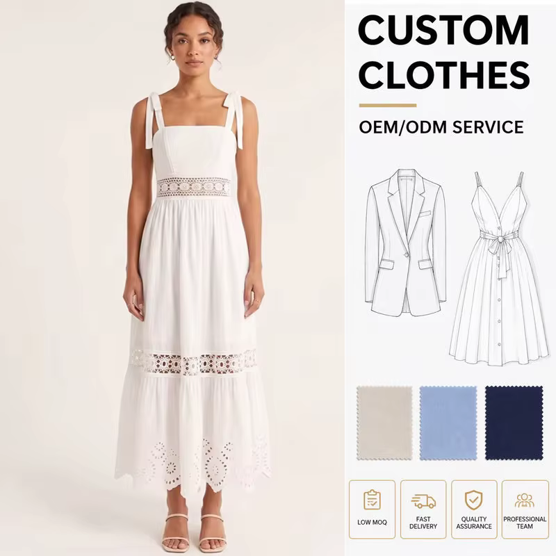 Women's Boho Cotton Elegant Lace Backless Beach Dress Manufacturer